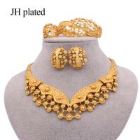 Luxury jewelry sets for women Dubai wedding gold color neckl...