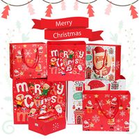 Merry Christmas Gift Wrap Paper Bag Xmas Tree Packing Snowflake Candy Box New Year Kids Favors Bags Decorations a24