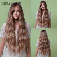 Synthetic Wigs HENRY MARGU Ombre Blonde Honey Long Wavy Natural Hair For Black White Women Daily Cosplay Wig Heat Resistant
