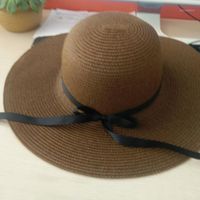 Chapeau de paille de chapeau d'été bonjean avec des rubans d'arc large grand bouchon brim beach hards dames mode décontracté panama1