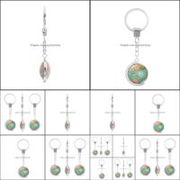 Breloki Moda Akcesoria Vintage Globe Mapa Keychain World Art Szkło Okrągła Kopuła Wisiorek Breloczek Biżuteria Ring Kobiety Mężczyźni Prezenty Drop Deli