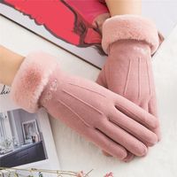 Five Fingers Gloves Fashion Women Autumn Winter Cute Furry W...