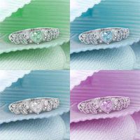 Miłość brzoskwiniowy pierścień w kształcie serca cyrkon wszechstronny kolorowy stop z rhinestone pierścień ślubny biżuteria damska moda piękny szafir 0 95Hj m2