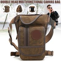 Men's Canvas Multi-Pocket Waist Bag Diagonal Bag Outdoor Sports Leg Bag Wear-Resistant Waterproof YS-BUY Q0705