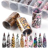 Gemengde Leopard Print Nail Folie Sticker Set Starry Sky Nail Art Transfer Foils Manicure Adhesive Sliders Nail Tip Groothandel
