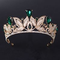Groene rode witte hoofddeksels Rhinestone Bridal Tiara Fashion Golden Diadeem voor vrouwen trouwjurk haar sieraden prinses kroon accessoires