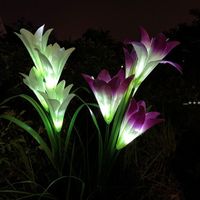 2 Pcs LED Solar Lily Light Waterproof Colorful Simulation Flower Festive Lawn Lamp Solar Light Garden Decoration Lantern HHE12867