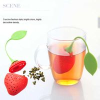 Çilek Silikon Çay Demlik Süzgeci Kırmızı Sarı Teabag Su Isıtıcısı Gevşek Çay Yaprağı Süzgeç Topu Bitkisel Baharat Çay Demlik Filtre