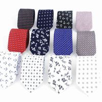 2020 Brand New Arrival Men&#039;s Dot Flower Casual Vintage Neck Tie For Man Slim Narrow Wedding Neckties 7cm Ties Adults White Gray G220312