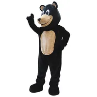 Mascotte Costumes Deluxe Noire Bear Costume de mascotte Taille adulte pour hommes Femmes Costume de dessin animé animal pour Halloween Jeu d'école de fête de Noël