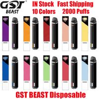 Otantik GST Beast Tek Kullanımlık Cihaz Kiti 6.8ml Pods 1000 MAh Pil 2000 Puffs Prefied Stick Vape Bar Kalem XXL Bomba Artı 100% Orijinal