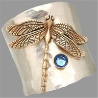 Vintage Big Dragonfly Women' s Rings With Side Stones Fa...