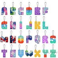 US Stock 2022 Chirstmas Alphabet Letters Push Key-chain Toys Party Favor Cell Phone Straps Silicone Letter Sensory Bubbles Keyring Simple Dimple