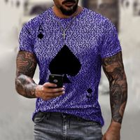 Yeni Yaz Moda erkek T-Shirt Poker Mektup Baskı Kısa Kollu O-Boyun Kazak Üst Rahat Yakışıklı T-shirt Erkekler Hip Hop