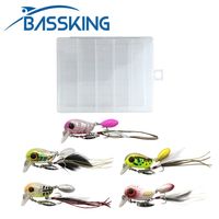Bassking Fishing Lites Kit 5 stücke Kurbelköder mit Tackle Box Floating Wobblers Künstliche Harte Set 3D Eyespesca Bass 211224