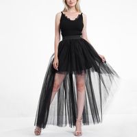 Sexy Women Adult 3 Layers Tulle Black Short Front Long Back Skirts High Low Tutu Skirts Ballet Princess For Party Wedding Y200326