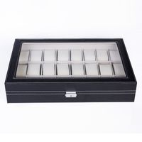 Watch Collection Box 24 Compartments Top-level Opening Style Leather Black Jewelry Storage Box Organizer Display