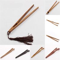 Antiskid Bamboo Tea Clip Wooden Bend Straight Tassels Tongs Natural Log Color Clamp Anti Scald Home 3 5mj G2