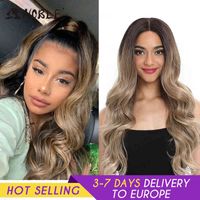 Cosplay Lace Front Wig 30 Inch Lace Long Wavy 360 0mbre Blonde Wig Red African American Synthetic Wigs For Black Women 220121