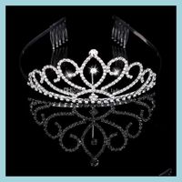 Purios Accesorios de boda Fiesta Eventos de fiesta Tiaras nupciales Crowns con Rhinestones Joyas Pago Pago Noche Rendimiento Rendimiento Cristal Gota