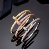 Fashion Woman Manschette Armband Persönlichkeit Full Drill Nägel 3 Farben Edelstahl Armband Klassische Designer Schmuckgeschenke