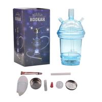 Hookah Pipe Kit Glowing LED Glass Bong Water Milk Tea Cup Pipes Acrylic Dabber with 80cm Hose 5 Colors a33