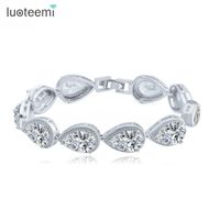 Bracelets de charme Luoteemi Fashion Bracelet pour femme Big Teardrop Clear Cubic Zircon Crystal Bijoux de mariage Cadeau Femme