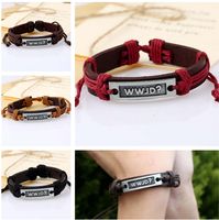Alloy letter Leather Bracelet wholesale source leather brace...