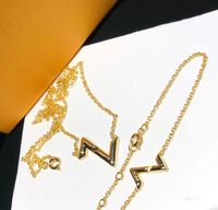 Designers Gold Letter Print Pendant Collarbone Necklaces Fas...