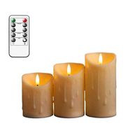 3 Pieces Remote Battery Operated Pillar Candles With 4 5 6 Inch Height,Flameless Flickering Warm White Light Christmas Candles H1222