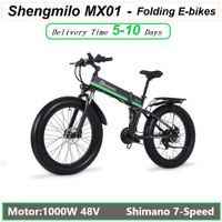 Katlanır Elektrikli Bisiklet Yağ Lastik 26 inç Elektrikli Bisiklet Shimano Ebike 1000 W Mountainbike 48 V Lityum-Pil E-Bike Kar / Beach Cruiser