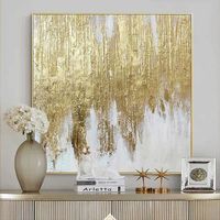 Modern decoration salon Posters on the wall Pure Hand drawn abstract oil painting on canvas gold foil picture for living room 220107