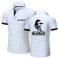 Kamaz men's cotton thin T-shirt, polo shirt with solid color lapel, comfortable printing, suitable for spring and summer