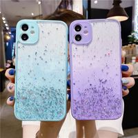 2022 Bling Glitter Hybird Anti-Shock Clear TPU Cell phone Cases for iPhone 13 Pro Max 12 mini 11 X XS XR 6 7 8 Plus Full Protector Camera Epoxy Cover