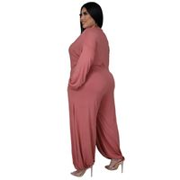 Women Plus Size Pants Solid Color Home Wear Casual Outfits V...