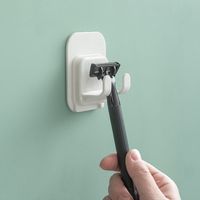 Plastic sticking hooks bathroom wall- mounted shaver holder p...