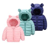Kış Bebek Kız Ceket Çocuk Erkek Işık Aşağı Mont Kulak Hoodie Bahar Kız Giysileri Bebek Çocuk Giyim Palto için 211203