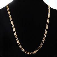 24K Gold Platinum Plated 4.5mm Men&#039;s NK Links Figaro Chain Necklace 23.4inches (50cm)(size :23.4&#039;&#039; color:gold) 169 U2
