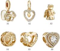 Nouvelle Arrivée 925 Sterling Silverlove Gold Ange Angel Style d'amour Arbre de vie Perles DIY Fit Original Européen Charm Bracelet Fashion Femmes Bijoux Accessoires