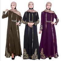 Casual Dresses 2 Piece Set Elegant Muslim Abaya Full Dress Vestidos Cardigan Kimono Loose Long Robe Gowns Jubah Mellanöstern Eid Ramadan Isla