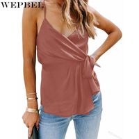 Women' s Tanks & Camis WEPBEL Solid Color Lace Up Casual...