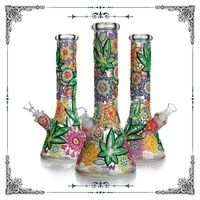 Glow in the dark 3D Hand Painting 7mm thickness Glass Bong W...