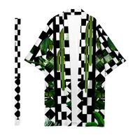 Etnik Giyim Kaktüs Ekose Baskılı Uzun Kimono Hırka ile Kemer Japon Geleneksel Çift Kadın Erkek Casual Asya Giysileri Harajuku