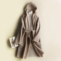 Laine de femme mélange de long manteau femmes 2021 style coréen automne hiver jaquette alpaga cachemire manteaux à capuche Vêtements d'extérieur 890765 'S S S