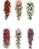 Fleur artificielle Rattan Fake Plant Vigne Décoration Wall Suspending Roses Accueil Accessoires Accessoires De Mariage Couronne Décorative PAF12894