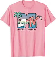 Mtv praia ilha flamingo logotipo vintage camiseta de manga curta tee tops de algodão