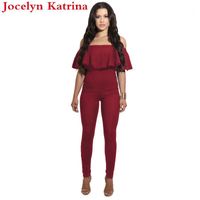Женские комбинезоны Rompers Jocelyn Katrina Brand 2021 в Европе и чистого цвета Falbala Off-of-Floe Busy Fashion Sexy