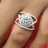 Cluster Ringen 2 S VS2 Diamond 925 Slivercolor Ring voor WOMNE ANILLOS Bizuteria Pulseras de Ley Mujer Kleur Sieraden