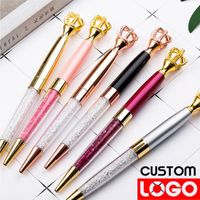 Ballpoint Pens 1pc High Quality Fashion Diamond Crown Metal Pen Writing Stationery Office School Custom Gift Company Logo Name