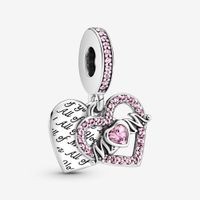 100% 925 Sterling Silber Herz Mutter Baumeln Charme Fit Original Europäische Armband Halskette Mode Hochzeit Schmuck Zubehör